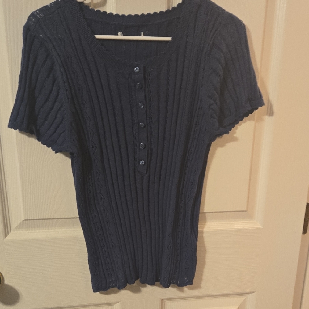 American Eagle Outfitters Dark Blue Button-Up Top